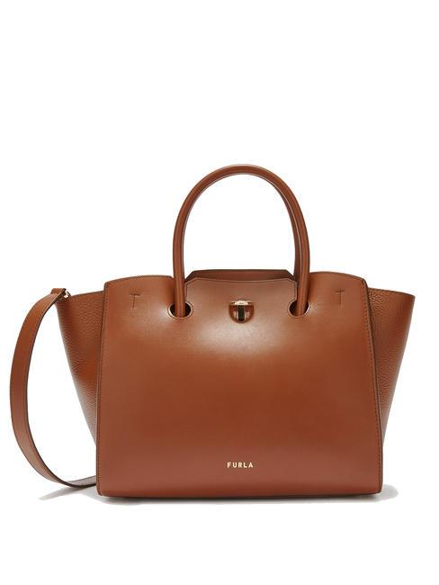 FURLA GENESI M leather tote bag cognac - Women’s Bags