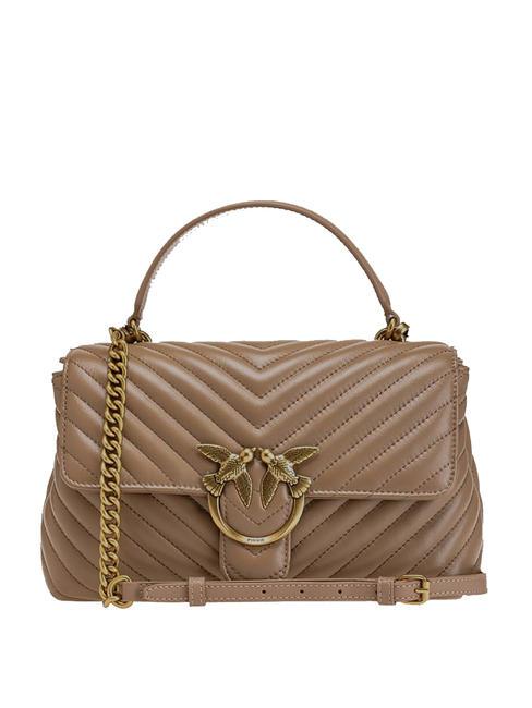 PINKO CLASSIC LADY LOVE BAG chevron bag brown - lion-antique gold - Women’s Bags