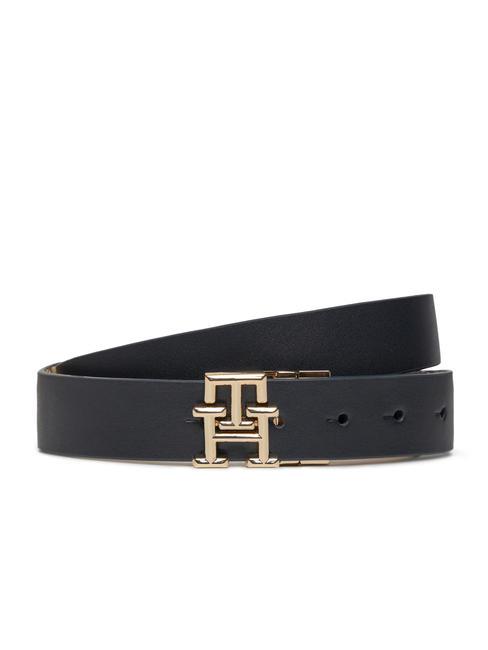 TOMMY HILFIGER TH LOGO MONO REV Double-sided leather belt space blue / white clay - Belts