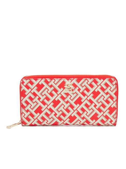 TOMMY HILFIGER ICONIC TOMMY MONOGRAM Large zip around wallet fierce red - Women’s Wallets