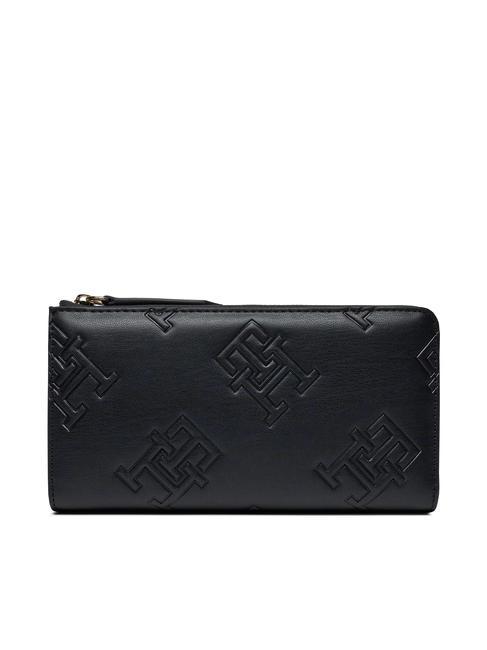 TOMMY HILFIGER TH REFINED MONOGRAM Large zip around wallet space blue - Women’s Wallets