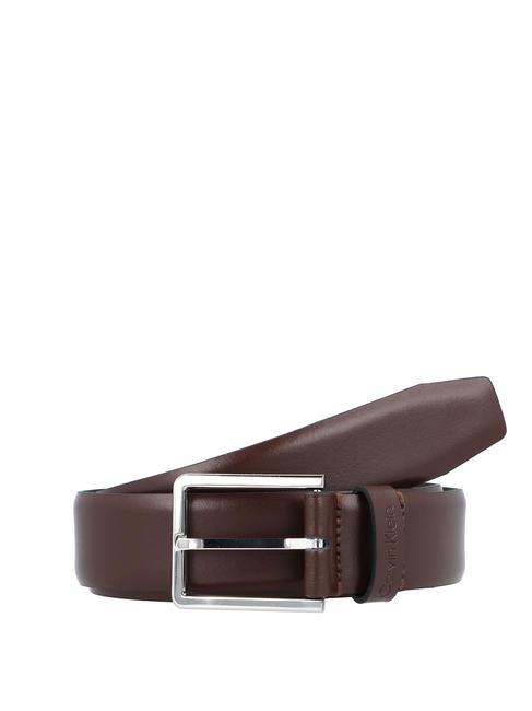 CALVIN KLEIN BOMBED Leather belt dark brown - Belts