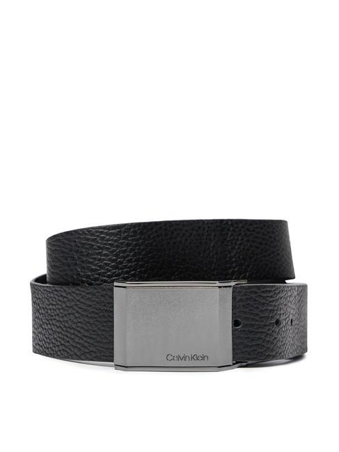 CALVIN KLEIN BEVELED PLAQUE Made in Italy leather belt ckblack - Belts