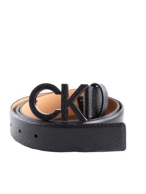 CALVIN KLEIN CK METAL BOMBE INLAY Leather belt that can be shortened ckblack - Belts