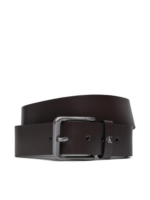 CALVIN KLEIN ROUNDED CLASSIC Leather belt bitter brown - Belts