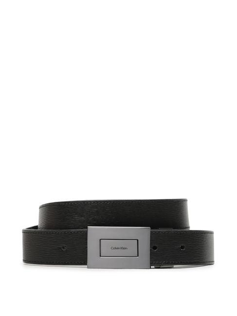 CALVIN KLEIN FORMAL Reversible leather belt ck black tex/dark brown tex - Belts