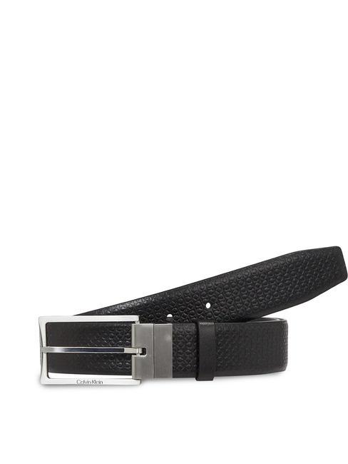 CALVIN KLEIN SLIM FRAME MONO Reversible leather belt black smooth/nano mono - Belts