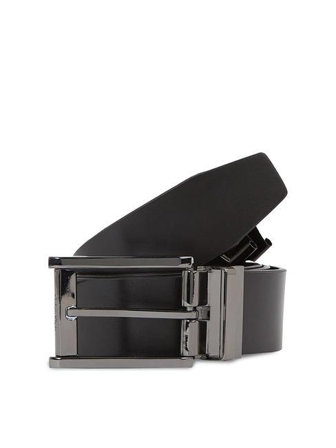 CALVIN KLEIN FACETED LUX Reversible leather belt black/navy - Belts
