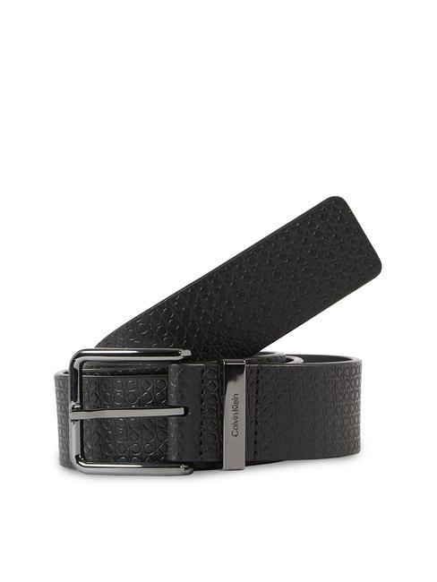 CALVIN KLEIN WARMTH Plus Leather belt black nano mono/black smooth - Belts