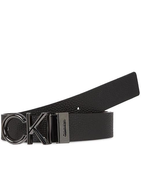 CALVIN KLEIN CK METAL Reversible leather belt black/brown - Belts