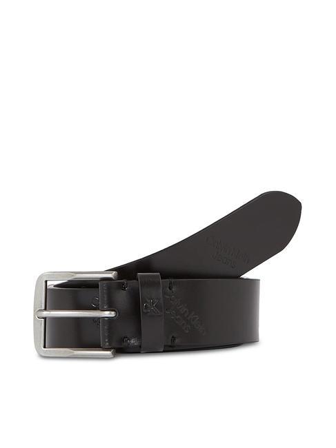 CALVIN KLEIN CK JEANS Leather belt black allover logo - Belts
