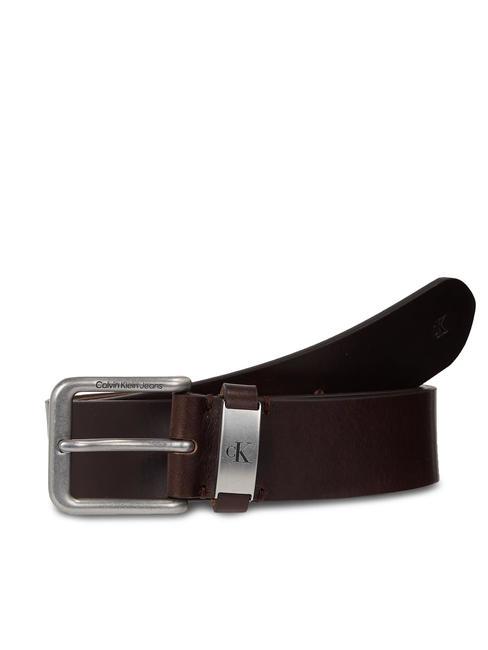 CALVIN KLEIN CK JEANS Leather Leather belt bitter brown - Belts