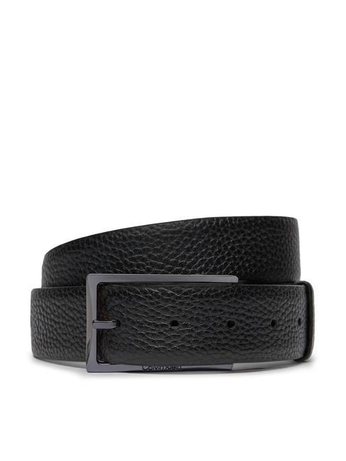 CALVIN KLEIN SLIM FRAME Reversible leather belt black/dark brown - Belts