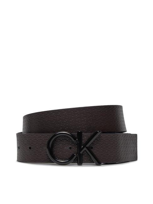 CALVIN KLEIN METAL BOMBE Reversible leather belt ck black/black nano mono - Belts