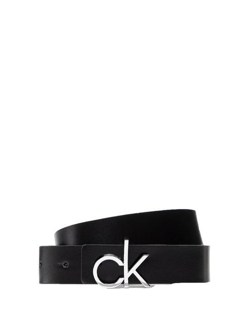 CALVIN KLEIN RE-LOCK Reversible leather belt ck black/ dk ecru - Belts