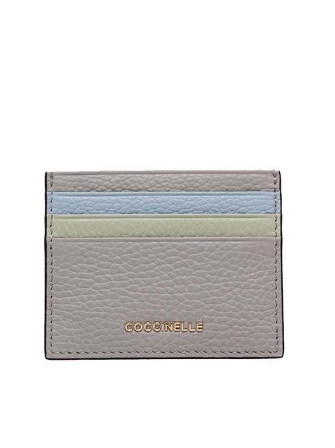 COCCINELLE METALLIC TRICOLOR Flat leather card holder l.gr/mis.b/c.gr - Women’s Wallets
