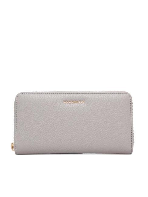 COCCINELLE METALLIC SOFT Wallet in textured leather light grey - Women’s Wallets