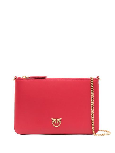 PINKO FLAT CLASSIC Clutch bag with chain shoulder strap red-antique gold - Women’s Bags