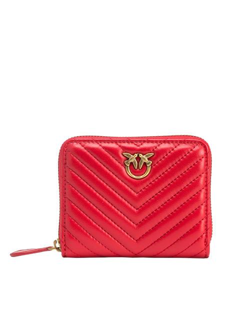 PINKO TAYLOR Quilted Zip Around Wallet red-antique gold - Women’s Wallets