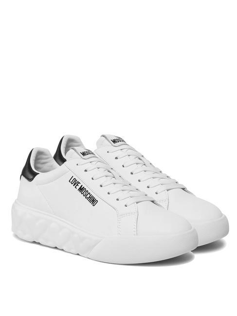 LOVE MOSCHINO HEART 45 Leather sneakers White black - Women’s shoes