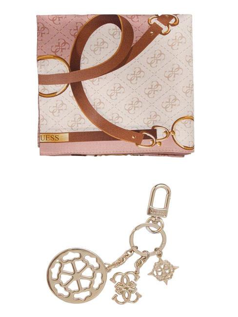 GUESS BOX GIFT 4G LOGO Silk scarf and key ring ROSE - Scarves
