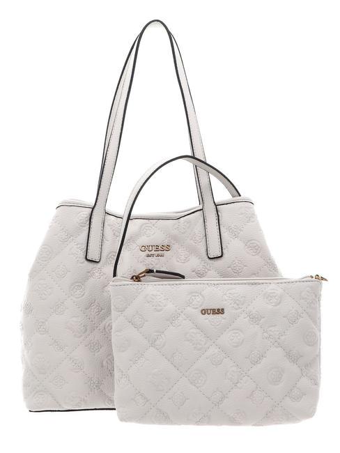 GUESS VIKKY LOGO Shopping bag with clutch STONE - Women’s Bags