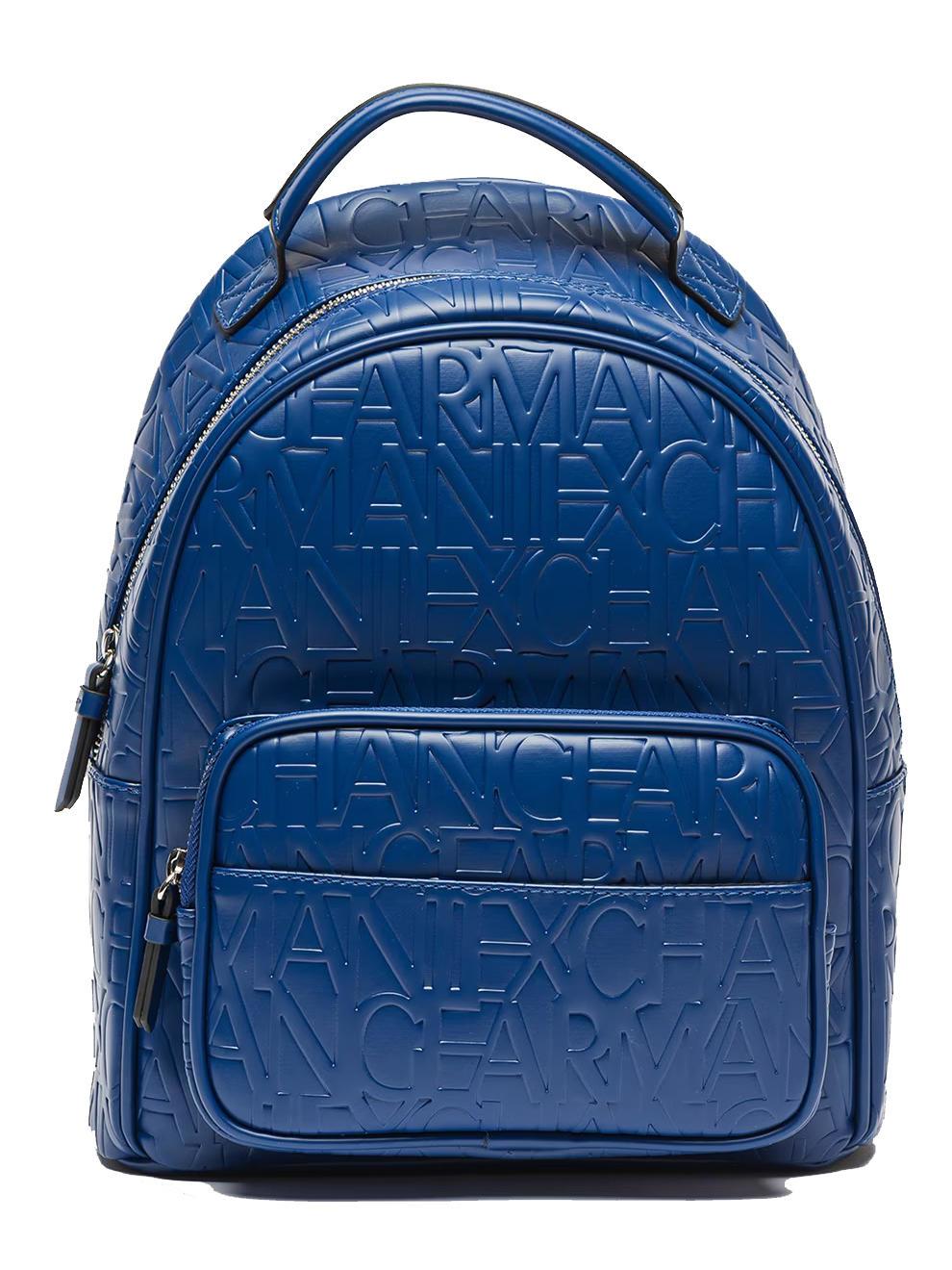 Armani Exchange Logo All Over Backpack With Pocket Blue Speed