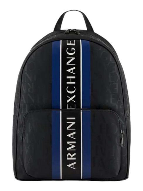 ARMANI EXCHANGE LOGO PRINT 13" laptop backpack black/ultra marine - Laptop backpacks