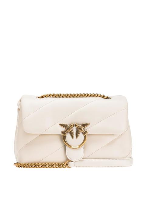 PINKO CLASSIC LOVE PUFF Nappa leather bag silk white-antique gold - Women’s Bags