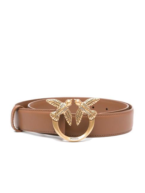 PINKO LOVE BERRY Leather belt brown - lion-antique gold - Belts
