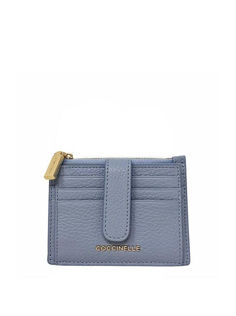 COCCINELLE METALLIC SOFT Textured leather flat wallet mist blue - Women’s Wallets