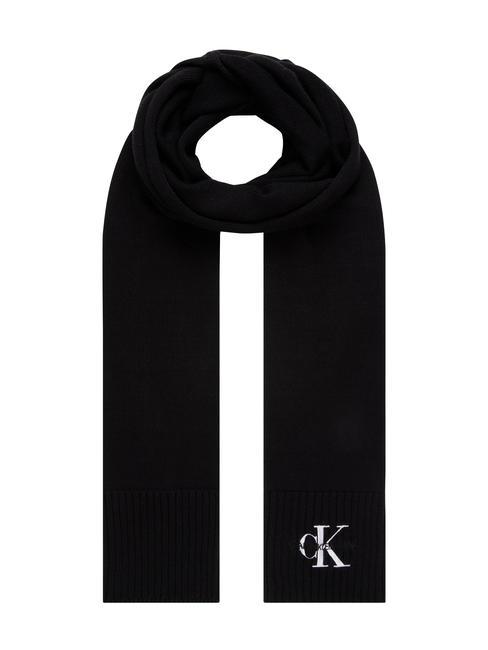 CALVIN KLEIN CK JEANS MONOLOGO EMBRO KNIT Cotton scarf black - Scarves
