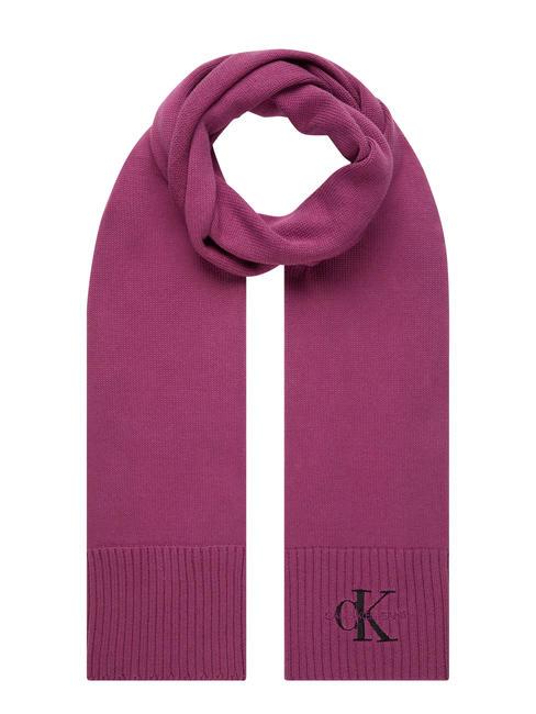 CALVIN KLEIN CK JEANS MONOLOGO EMBRO KNIT Cotton scarf amaranth - Scarves