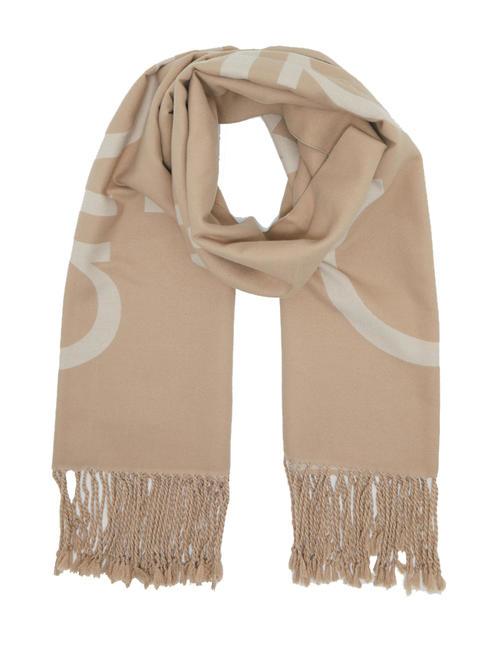 CALVIN KLEIN FRINGES Maxi logo scarf doeskin - Scarves