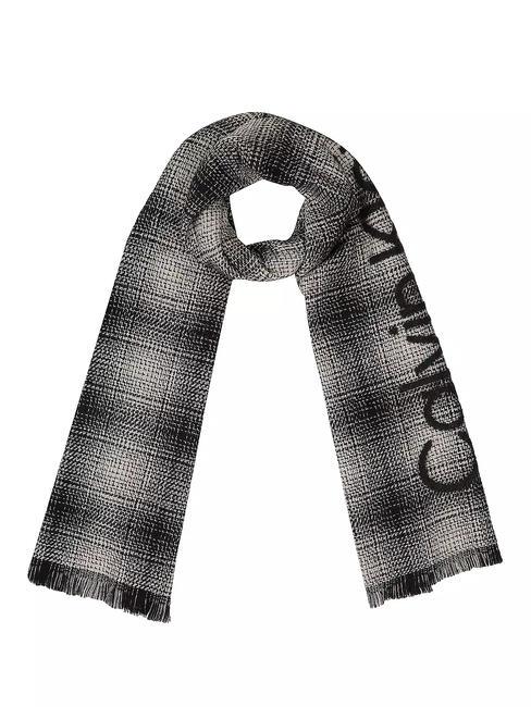 CALVIN KLEIN CHECK Maxi scarf black and stoney beige check - Scarves