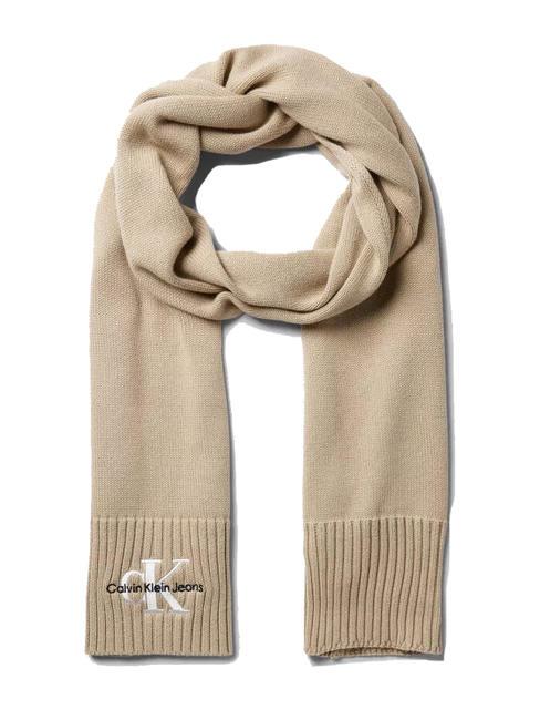 CALVIN KLEIN CK JEANS MONOLOGO EMBRO Cotton scarf plaza taupe - Scarves