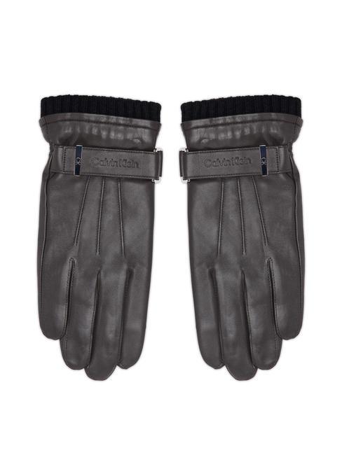 CALVIN KLEIN LEATHER RIVET Leather gloves dark brown - Gloves