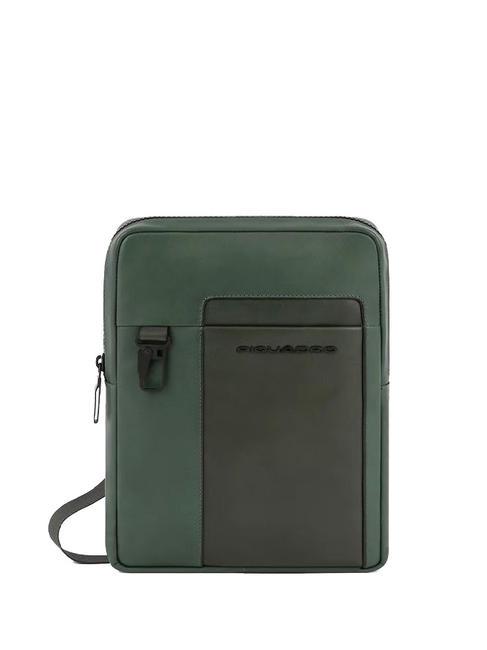 PIQUADRO FINN iPad bag, in leather GREEN - Over-the-shoulder Bags for Men