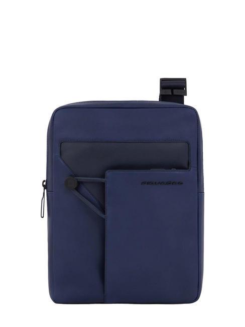 PIQUADRO AYE Leather iPad bag blue - Over-the-shoulder Bags for Men