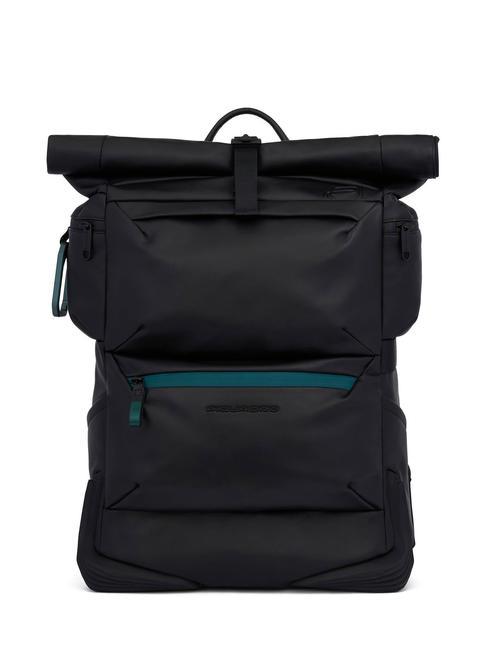 PIQUADRO CORNER 2.0 SPECIALE  15.6" laptop backpack, in leather, with rain cover Black - Laptop backpacks