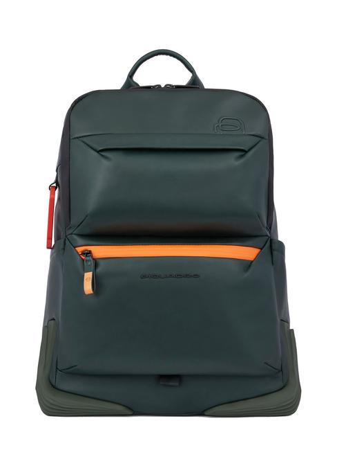 PIQUADRO CORNER 2.0 SPECIALE 14" PC backpack, in leather GREEN - Laptop backpacks