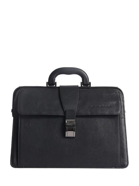 PIQUADRO BLACK SQUARE Doctor Bag in leather, 13" PC holder Black - Work Briefcases