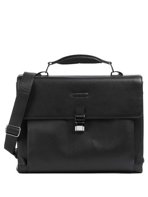 PIQUADRO MODUS  15.6" PC briefcase, in leather Black - Work Briefcases