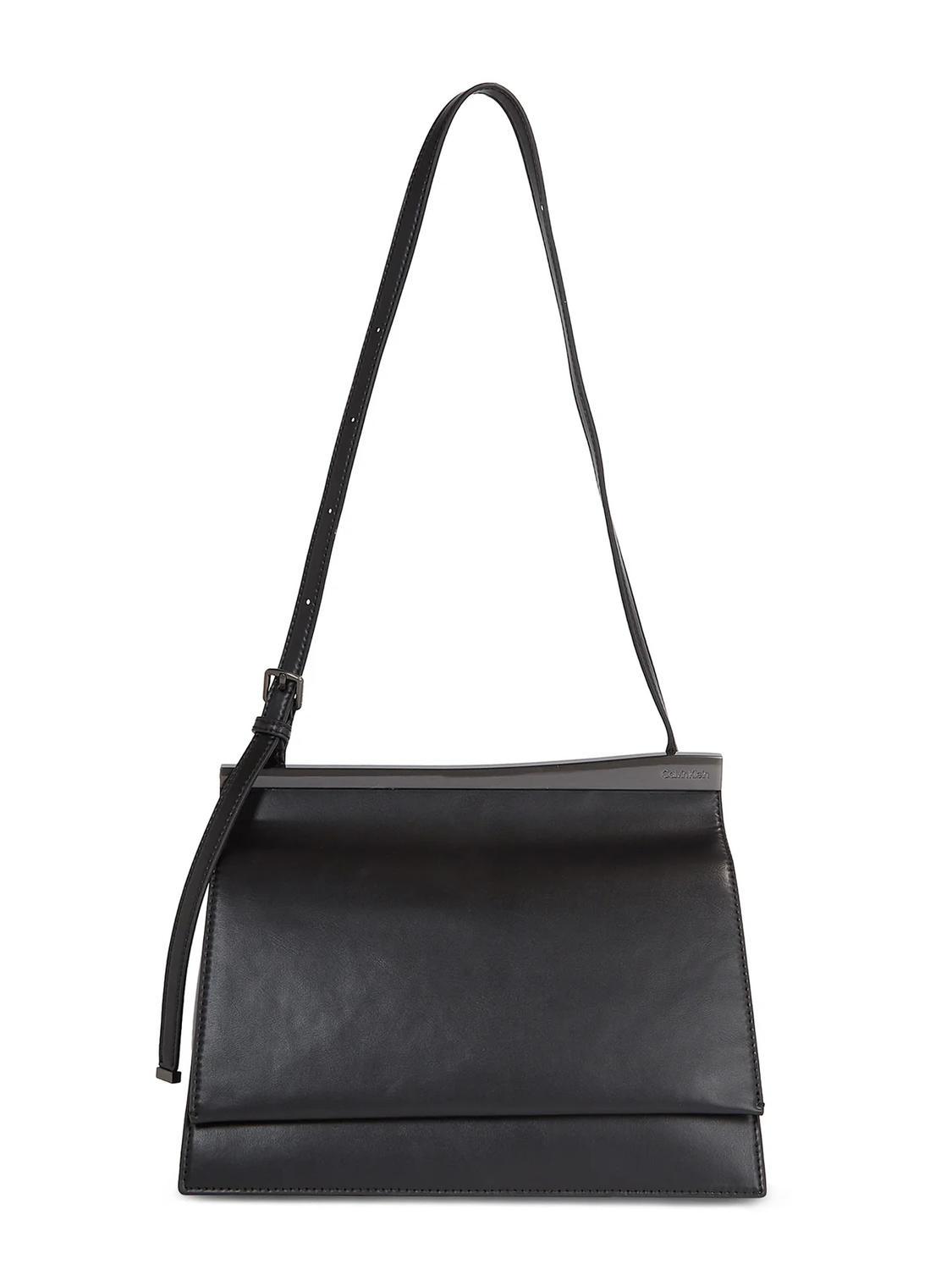 Calvin Klein Metal Edge Shoulder Bag With Flap Ckblack - Buy At 
