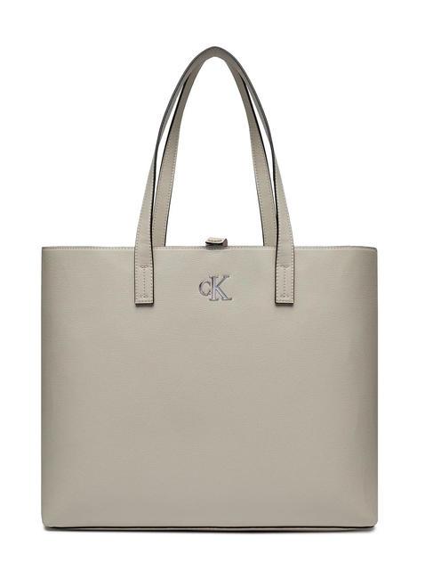 CALVIN KLEIN CK JEANS MINIMAL MONOGRAM Shoulder tote bag stone - Women’s Bags