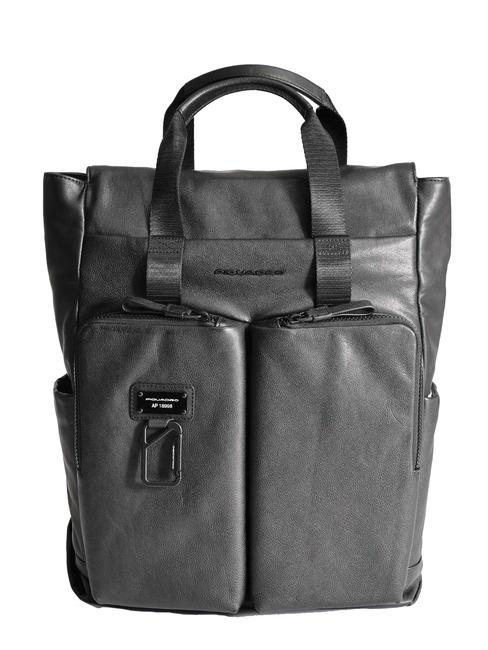 PIQUADRO HARPER  15.6" laptop backpack, in leather Black - Laptop backpacks