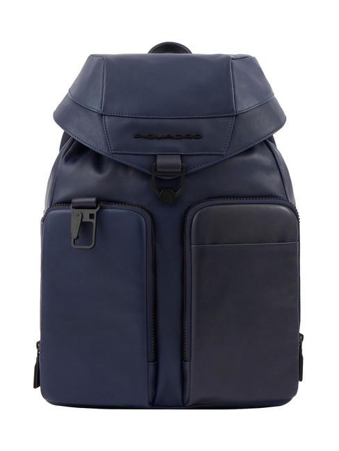 PIQUADRO FINN  14" PC backpack, in leather blue - Laptop backpacks