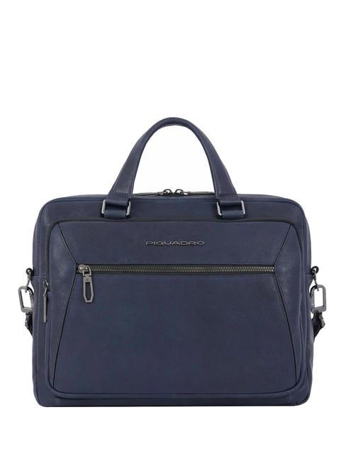 PIQUADRO RHINO 14" PC briefcase, in leather blue - Work Briefcases