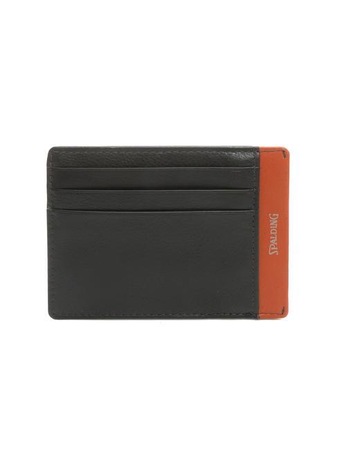 SPALDING NEW YORK STRIPE Leather credit card holder brown/orange - Men’s Wallets