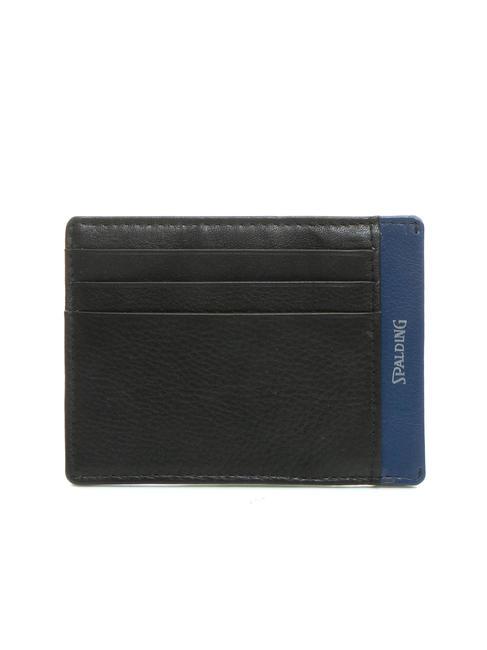 SPALDING STRIPE Leather credit card holder black/navy - Men’s Wallets